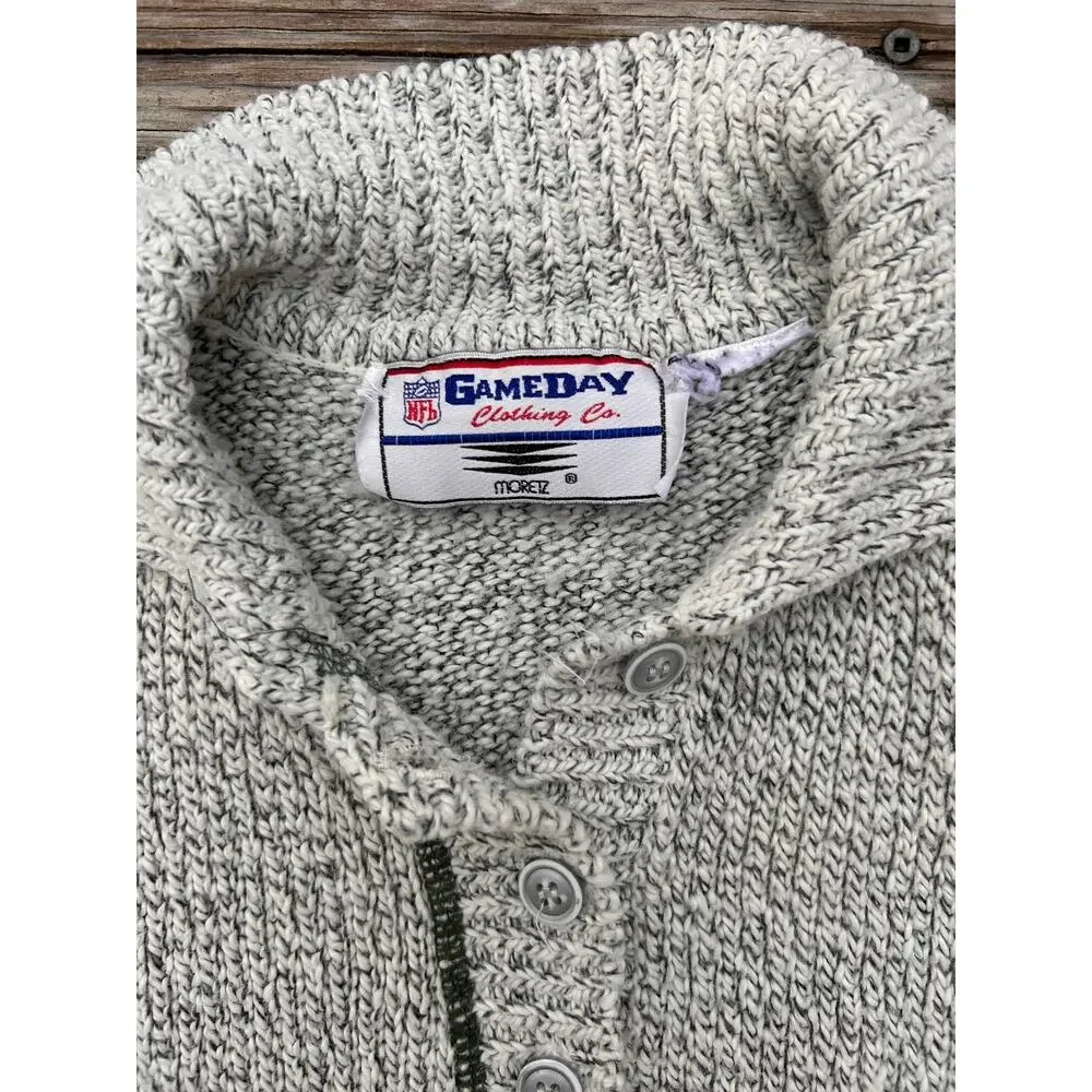 Vintage Green Bay Packers Gameday Chunky Henley Sweater Pullover NFL